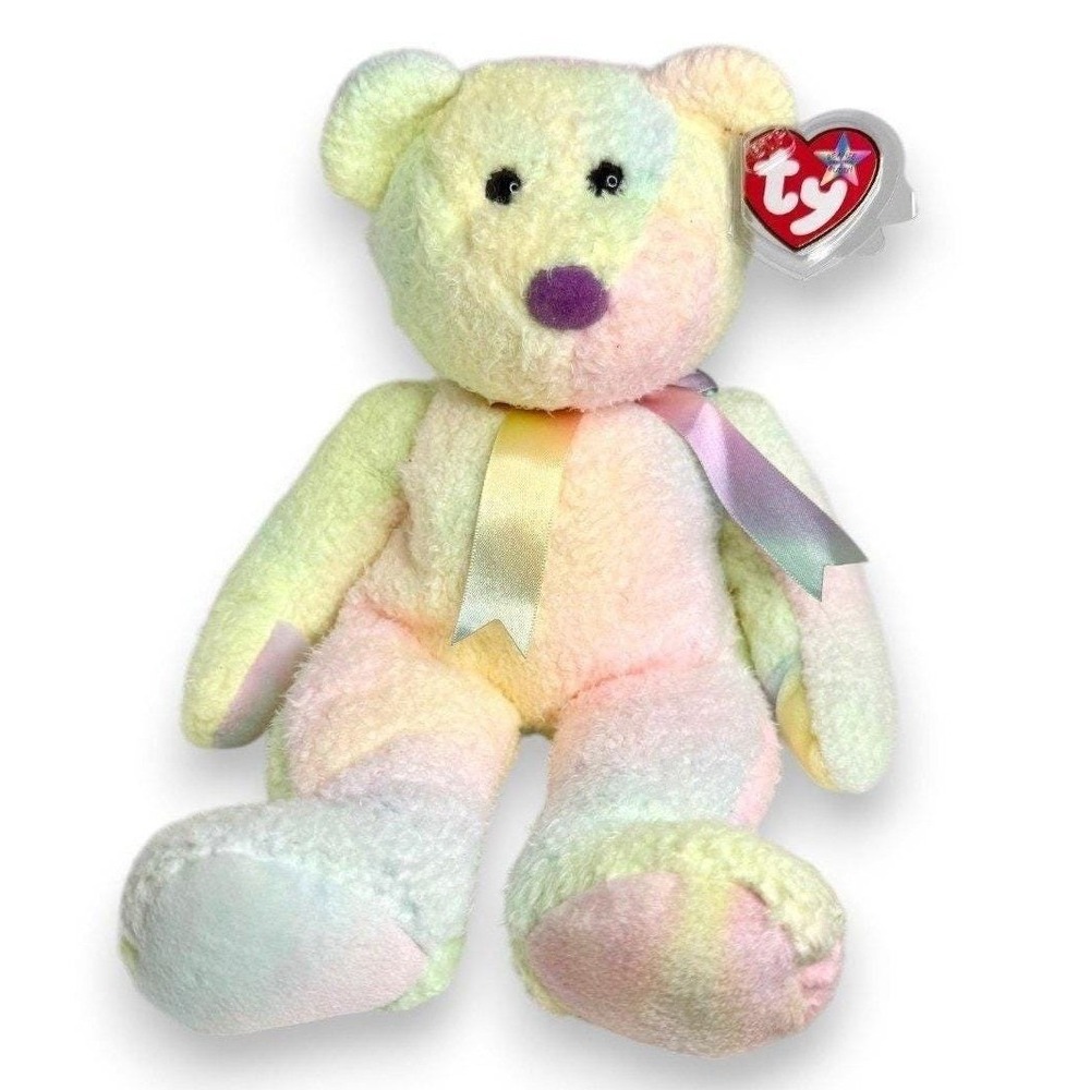 Groovy the Bear | Pastel Rainbow Dream | Mint Heart Tag TY Beanie Buddy